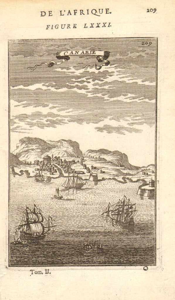 CANARY ISLANDS. View of Las Palmas de Gran Canaria. 'Canarie'. MALLET 1683